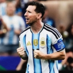 Messi tampil bersama Argentina pada pertandingan kontra Austria