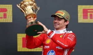 Charles Leclerc merayakan kemenangan bersama Ferrari di GP Inggris 2026