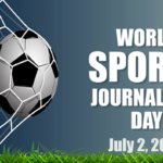Jurnalis olahraga meliput pertandingan dalam Hari Jurnalis Olahraga Sedunia 2 Juli