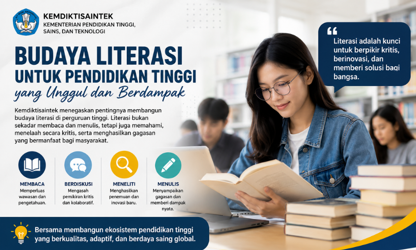 Budaya Literasi Pendidikan Tinggi Jadi Fokus Kemdiktisaintek